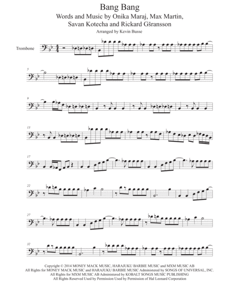 Bang Bang Trombone Sheet Music