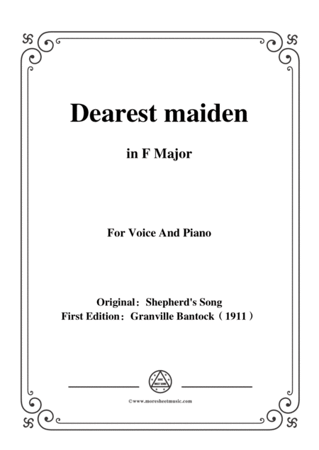 Bantock Folksong Dearest Maiden Kau Fra Hallingdalen In F Major For Voice And Piano Sheet Music