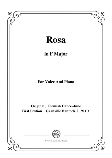 Bantock Folksong Rosa In F Major For Voice And Piano Sheet Music