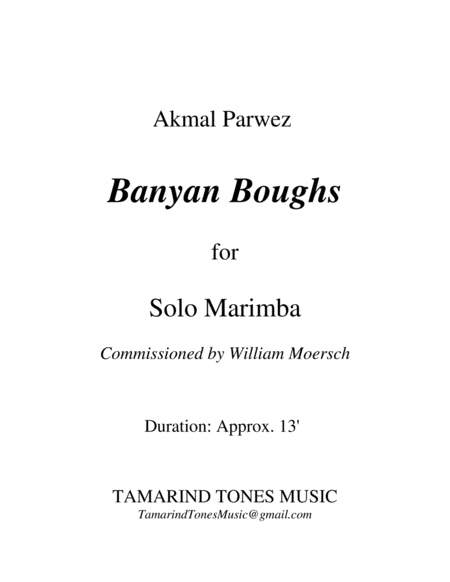 Banyan Boughs For Solo Marimba Sheet Music