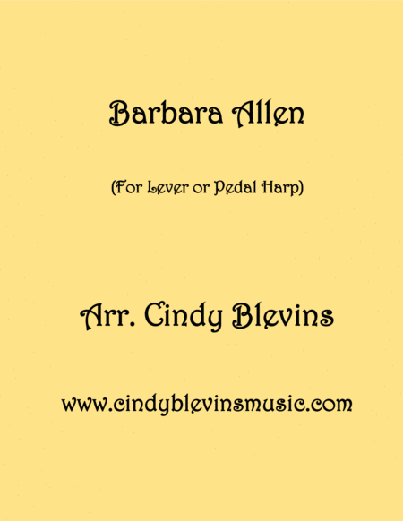 Free Sheet Music Barbara Allen Arranged For Lever Or Pedal Harp From My Book 24 Folk Songs And Memories