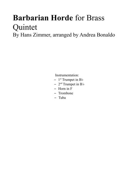 Barbarian Horde For Brass Quintet Sheet Music