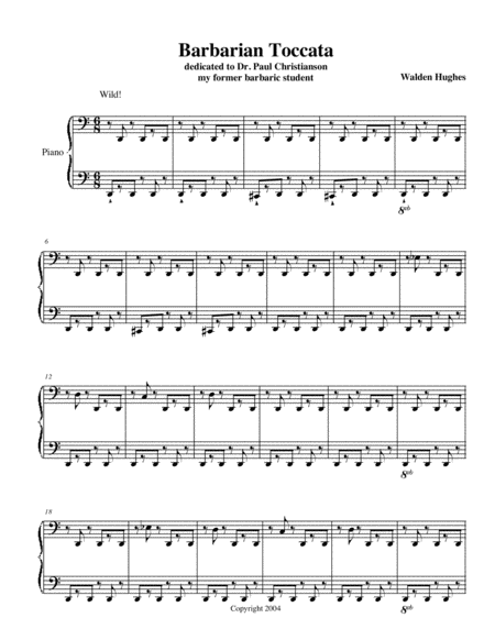 Free Sheet Music Barbarian Toccata For Piano Solo