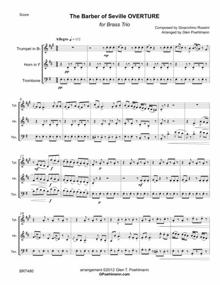 Barber Of Seville Overture Rossini Arranged For Brass Trio Unaccompanied Sheet Music