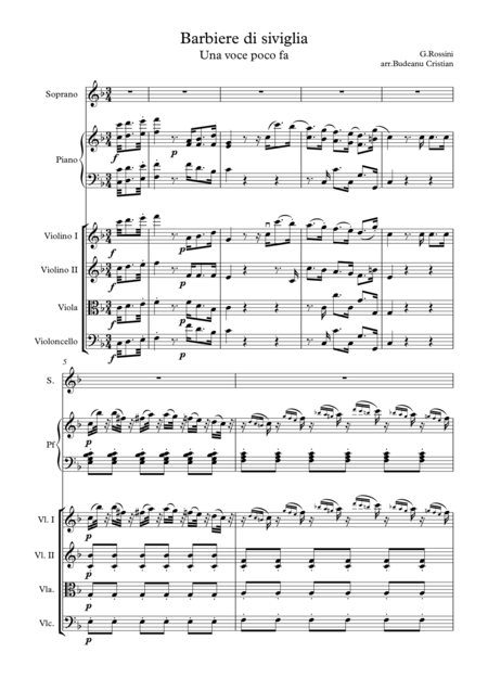 Barbiere Di Siviglia Una Voce Poco Fa F Dur Sheet Music