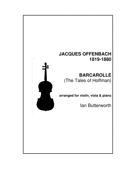 Free Sheet Music Barcarolle The Tales Of Hoffman For Violin Viola Piano