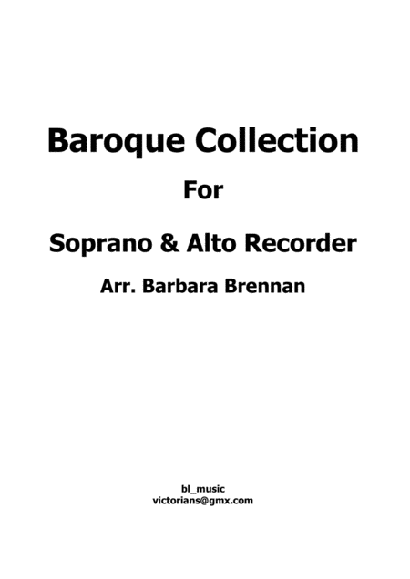 Baroque Collection For Soprano And Alto Recorder Sheet Music