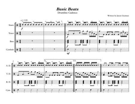 Basic Beats Drumline Cadence Difficulty Easy Sheet Music