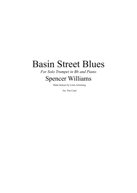 Free Sheet Music Basin Street Blues For Trumpet Solo And Piano