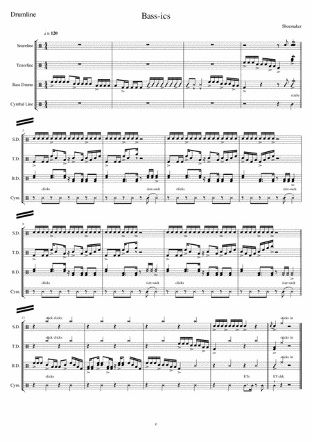 Bass Ics Drumline Cadence Sheet Music