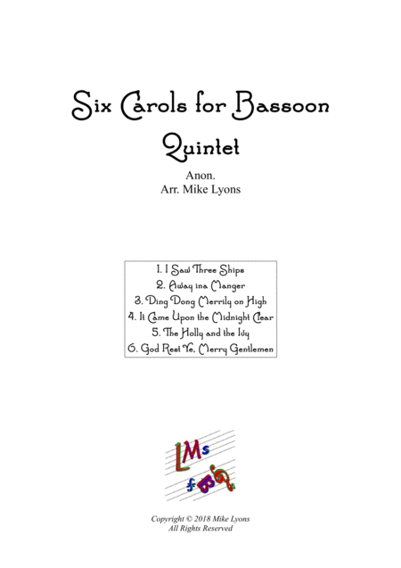 Bassoon Quintet Six Carols For Bassoons Sheet Music