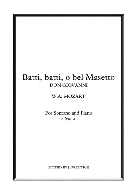 Batti Batti O Bel Masetto Don Giovanni F Major Sheet Music