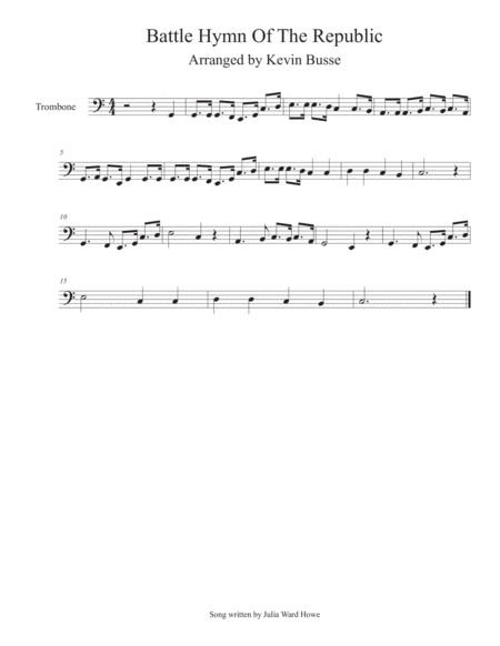 Battle Hymn Of The Republic Trombone Sheet Music