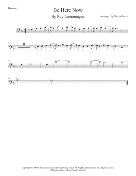 Be Here Now Bassoon Sheet Music