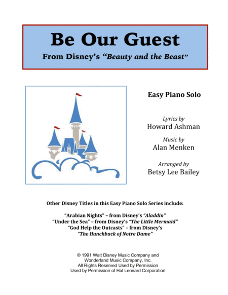 Free Sheet Music Be Our Guest Easy Piano Solo