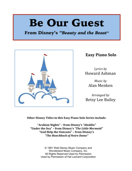 Be Our Guest Easy Piano Solo Sheet Music