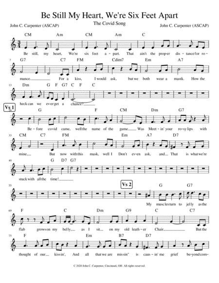 Be Still My Heart We Re Six Feet Apart Sheet Music