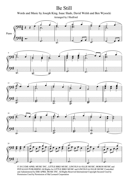 Be Still Piano Solo Sheet Music