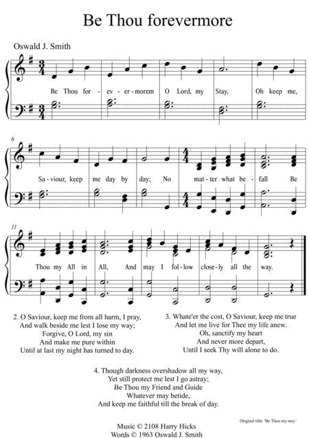 Free Sheet Music Be Thjou For Evermore A New Tune To A Wonderful Oswald Smith Hymn