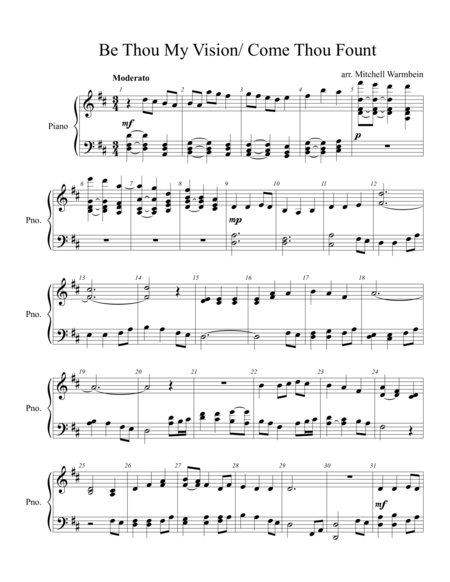 Free Sheet Music Be Thou My Vision Come Thou Fount Of Every Blessing