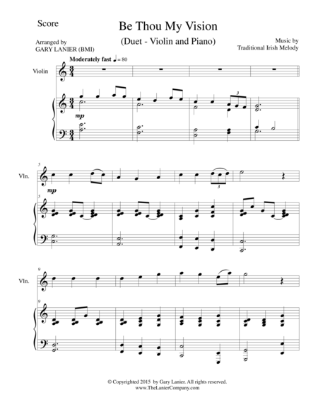 Free Sheet Music Be Thou My Vision Duet Violin And Piano Score And Parts