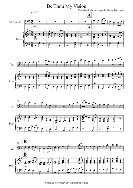 Be Thou My Vision For Cello And Piano Sheet Music