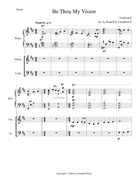 Be Thou My Vision Piano Violin Cello Sheet Music