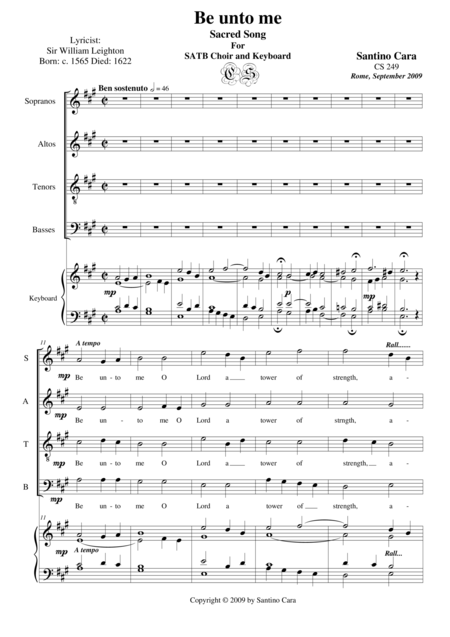 Be Unto Me Sacred Song For Satb Choir And Keyboard Sheet Music