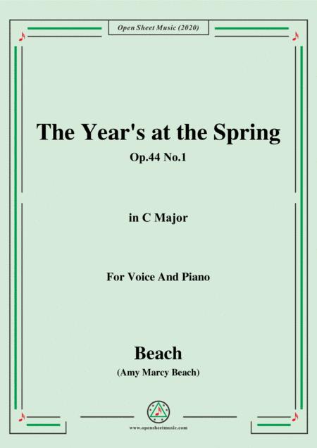 Free Sheet Music Beach The Years At The Spring Op 44 No 1 In C Major For Voice And Piano