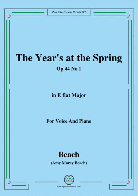 Beach The Years At The Spring Op 44 No 1 In E Flat Major For Voice And Piano Sheet Music