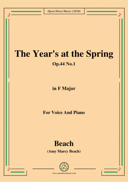 Free Sheet Music Beach The Years At The Spring Op 44 No 1 In F Major For Voice And Piano