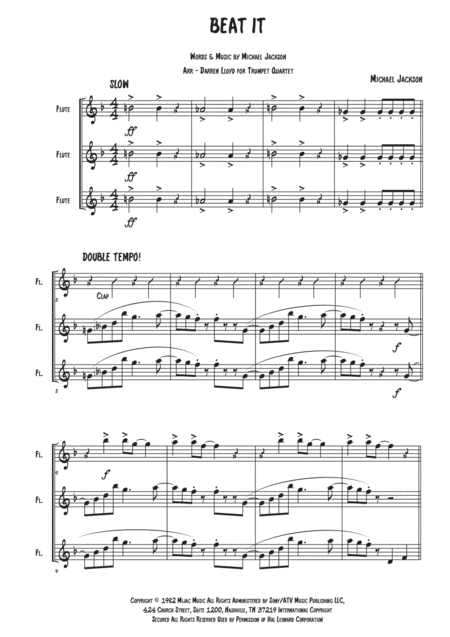 Beat It Flute Trio Sheet Music