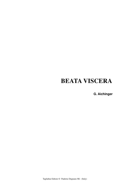 Free Sheet Music Beata Viscera Aichinger