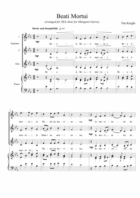 Beati Mortui Sheet Music