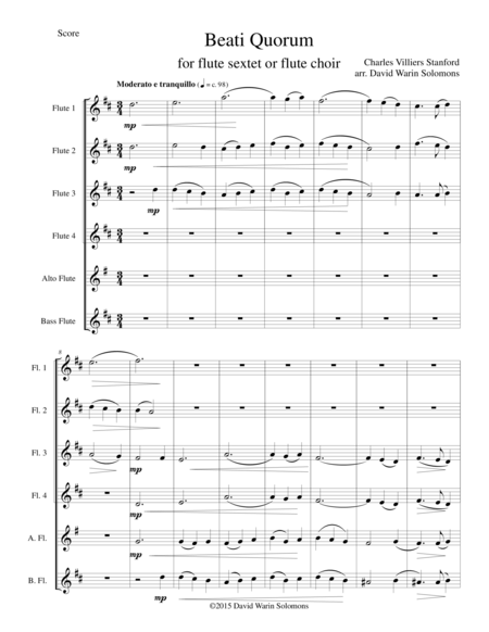 Free Sheet Music Beati Quorum Via For Flute Sextet Or Flute Choir