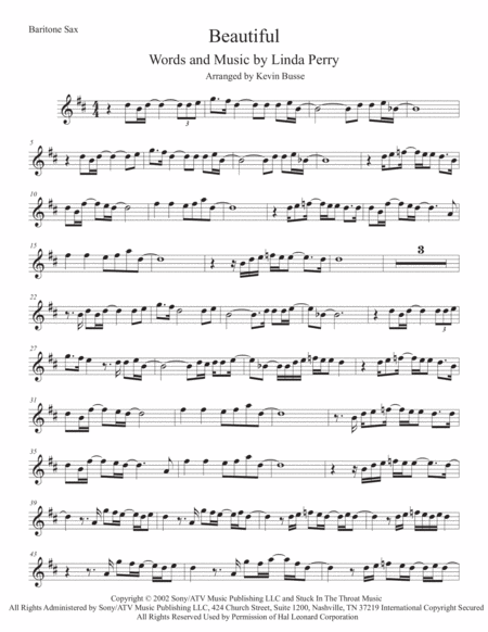 Free Sheet Music Beautiful Bari Sax