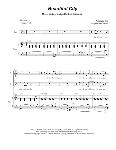 Beautiful City Duet For Tenor And Bass Solo Sheet Music