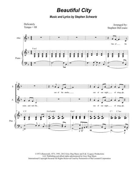 Beautiful City For 2 Part Choir Sa Sheet Music