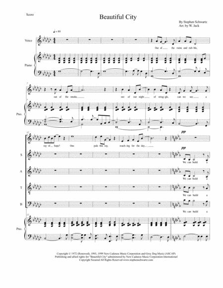 Free Sheet Music Beautiful City Satb From Godspell