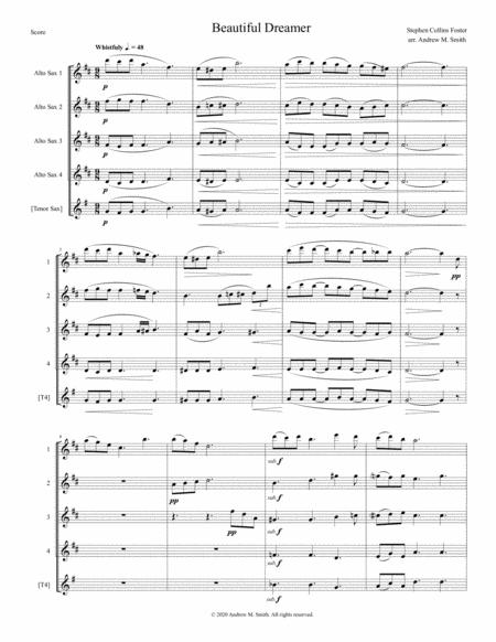 Beautiful Dreamer Quartet For Alto Saxophones Sheet Music