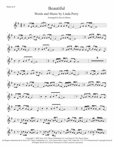 Free Sheet Music Beautiful Horn In F Easy Key Of C