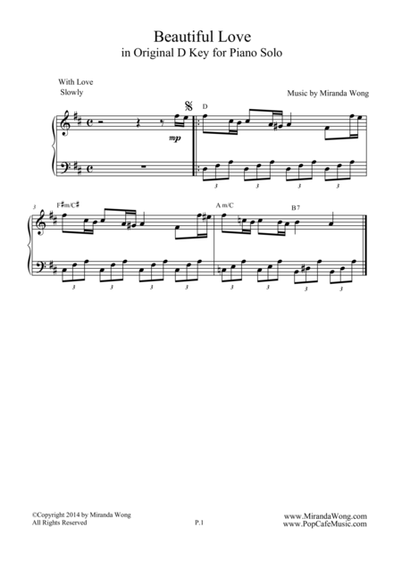 Beautiful Love New Age Music For Piano Solo By Miranda Wong Sheet Music