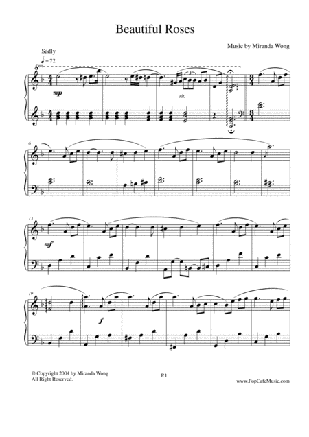 Beautiful Roses Beautiful Piano Solo With Chords Sheet Music