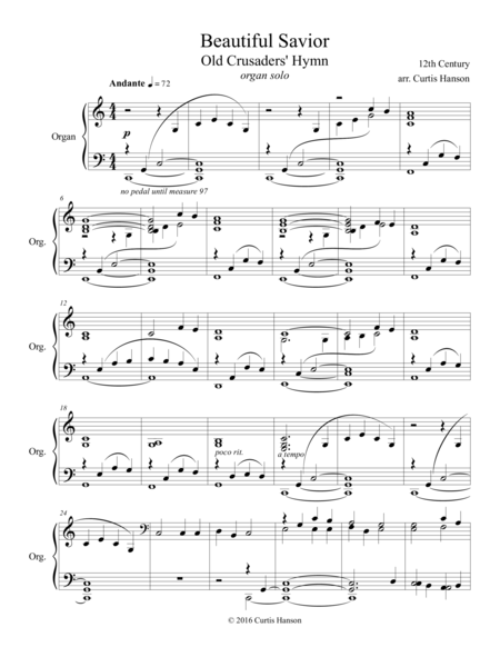 Free Sheet Music Beautiful Savior Organ