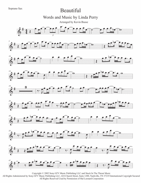 Beautiful Soprano Sax Sheet Music