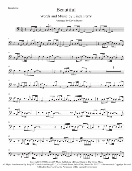 Beautiful Trombone Easy Key Of C Sheet Music