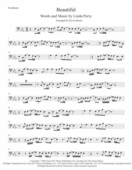 Free Sheet Music Beautiful Trombone Original Key