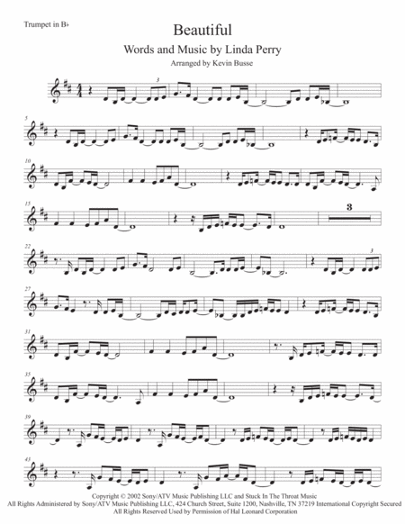 Beautiful Trumpet Easy Key Of C Sheet Music