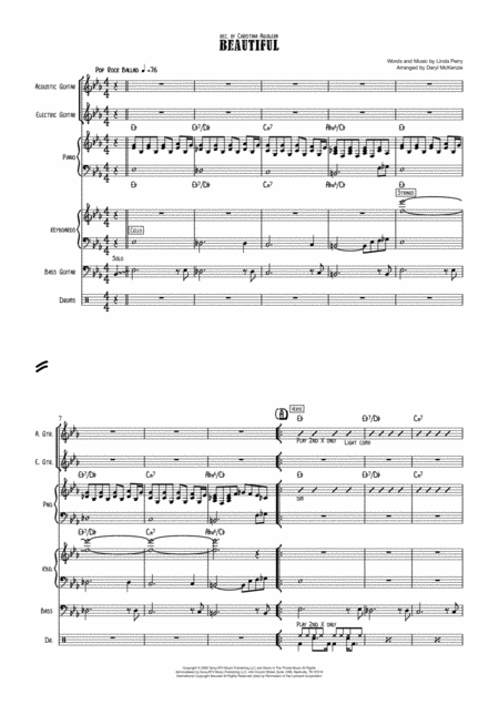 Beautiful Vocal With 6 Piece Rhythm Section Key Of Eb Sheet Music