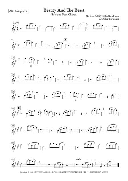 Beauty And The Beast Alto Sax Solo And Base Chords Sheet Music